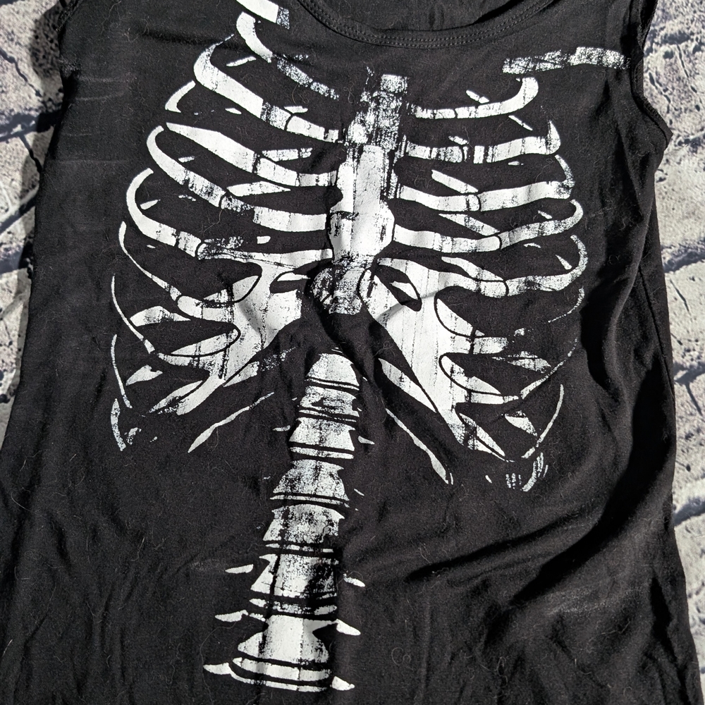 Black Matter Black and White Skeleton Tank Top